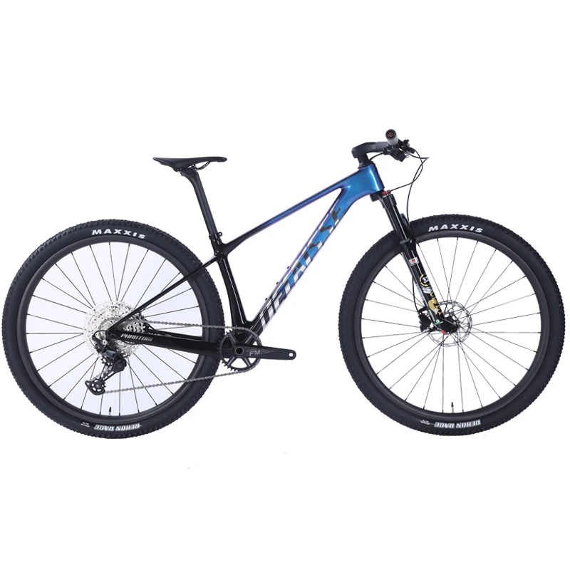 Bicicleta de Montaña XC Trail Hardtail, Material de Fibra de Carbono, Frenos de Disco Hidráulicos, Cuerpo Ligero para Ciclismo de Montaña al Aire Libre