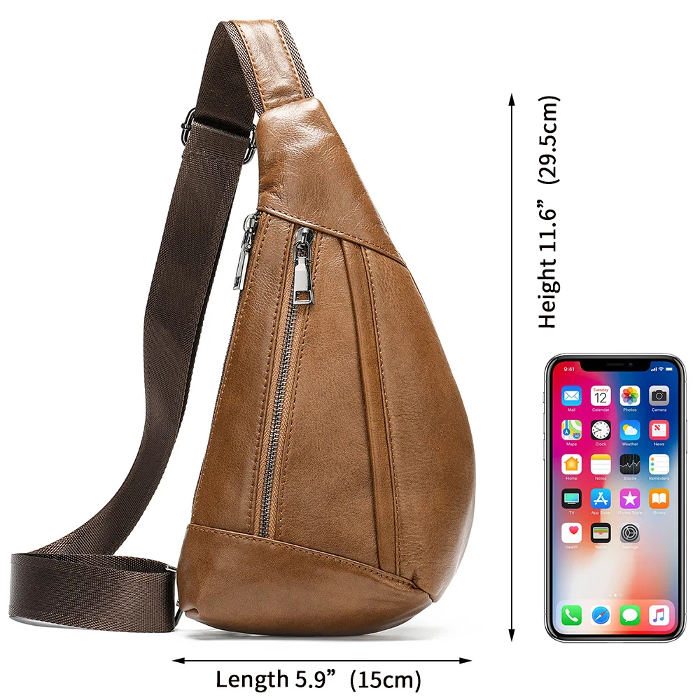 Echt leder Schulter tasche Daypack Vintage Herren Cross body Rucksack Herren Reise Wandern Brusttasche Cross Body Umhängetaschen für den Menschen