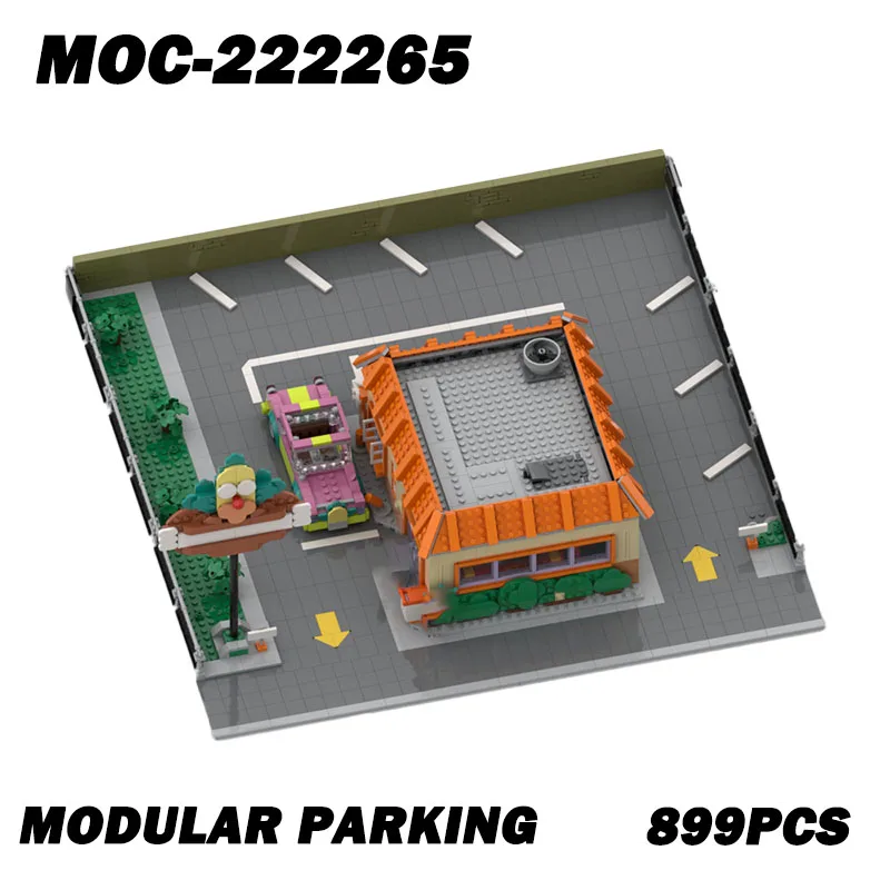 MOC-222265 주차장 모듈형 창의적 거리 풍경 퍼즐 건축 DIY 교육 조립 모델 장난감 선물 899PCS