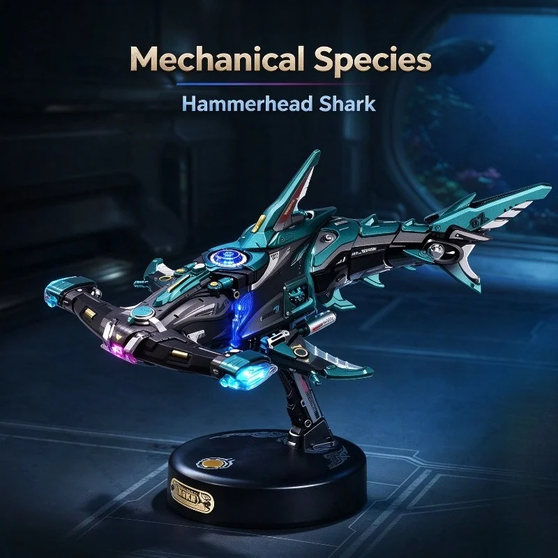 Mechanical Hammerhead Shark Desktop Ornament Craft Kit Beginner Assembly Difficulty Home Decor Figurines Miniatures Gift FYFM