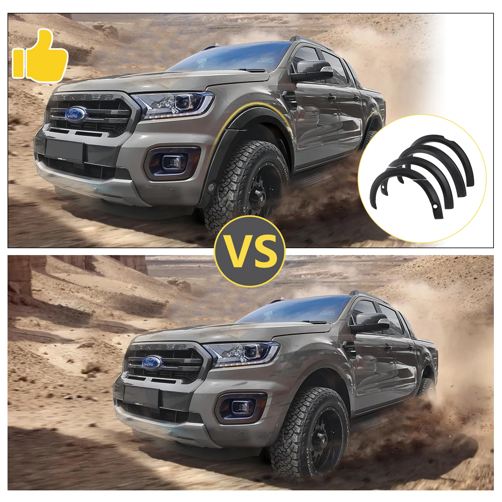 4 ''abs schlanke Kotflügel verbreiter ungen Kit breiter Radlauf für Ford Ranger Storm trak Thunder Wolftrak 2010-2015 mattschwarz 4x4 Zubehör – Detail 5