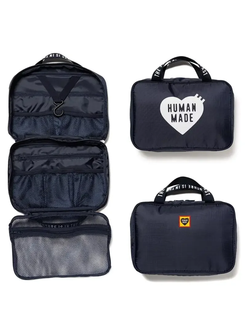 HUMAN MADE Multi Purpose Travel Toiletry Bag Unisex Multi Pocket Makeup Storage Bag Portable Daily Outdoor