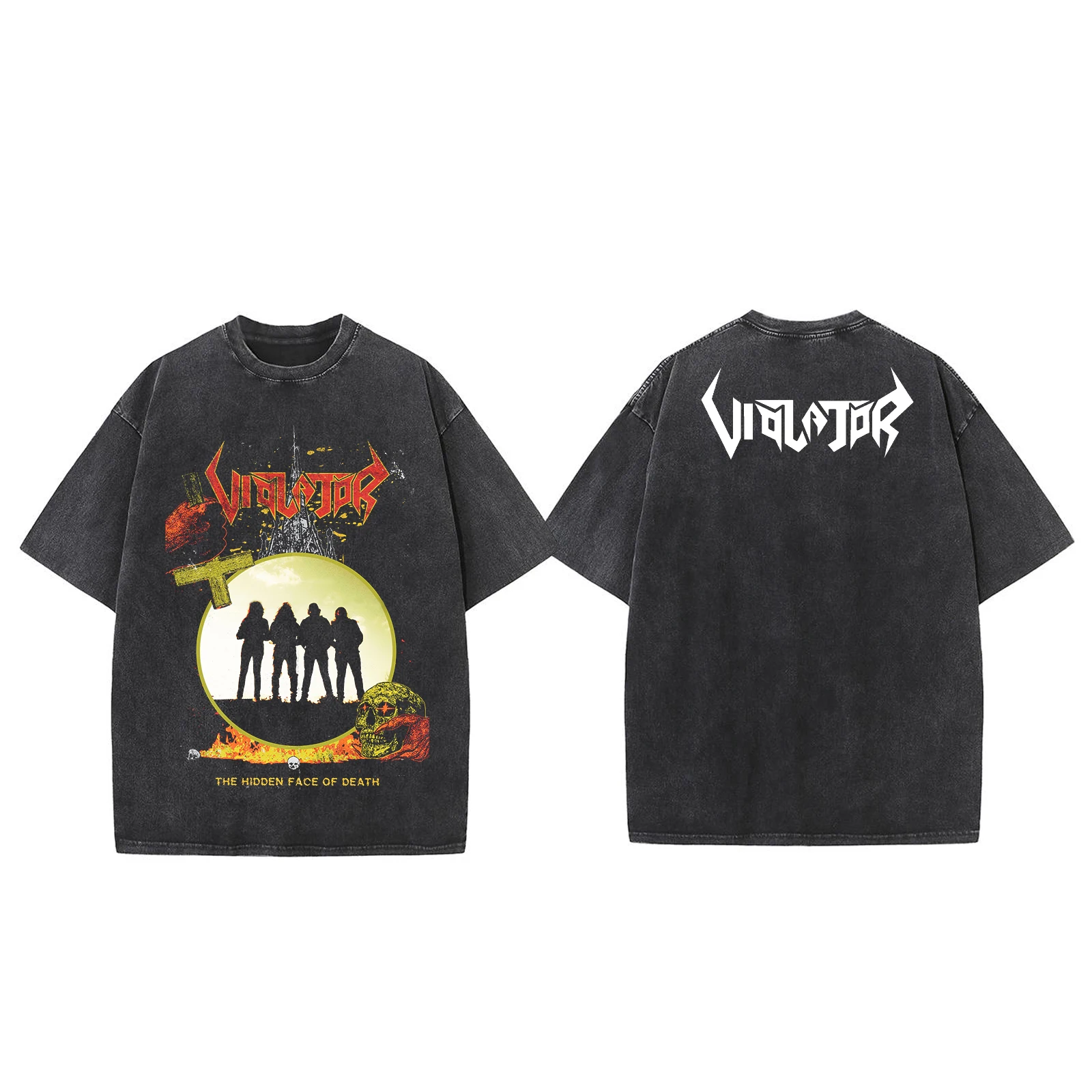 

Violator, A White-water METAL Rock Band, Wore Distressed Washed Short-sleeved T-shirts for The Metal Music Festival