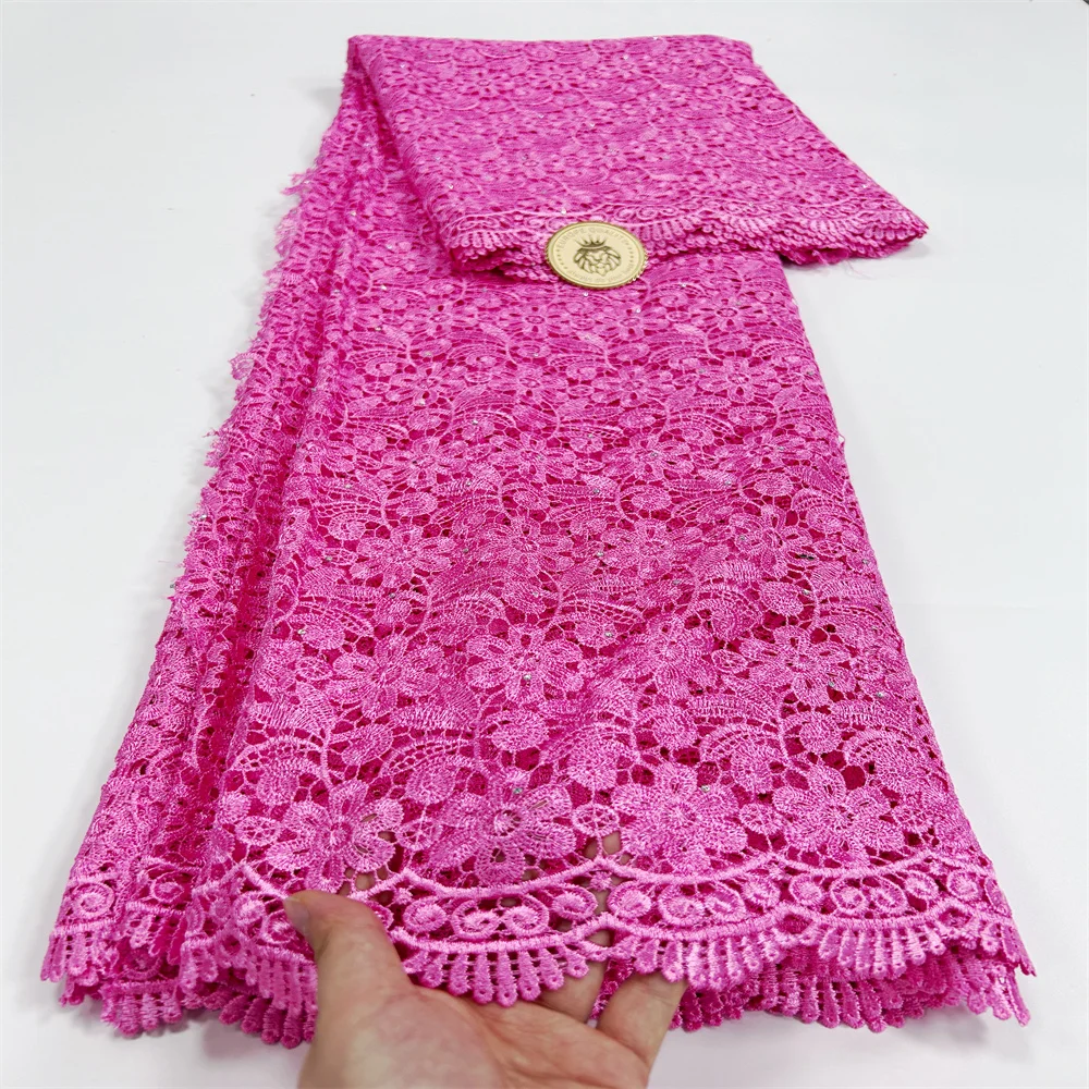 2024 New Arrival African Water Soluble Lace Fabric 2024 High Quality Nigerian Guipure Cord Lace Fabric For Woman Praty Dress