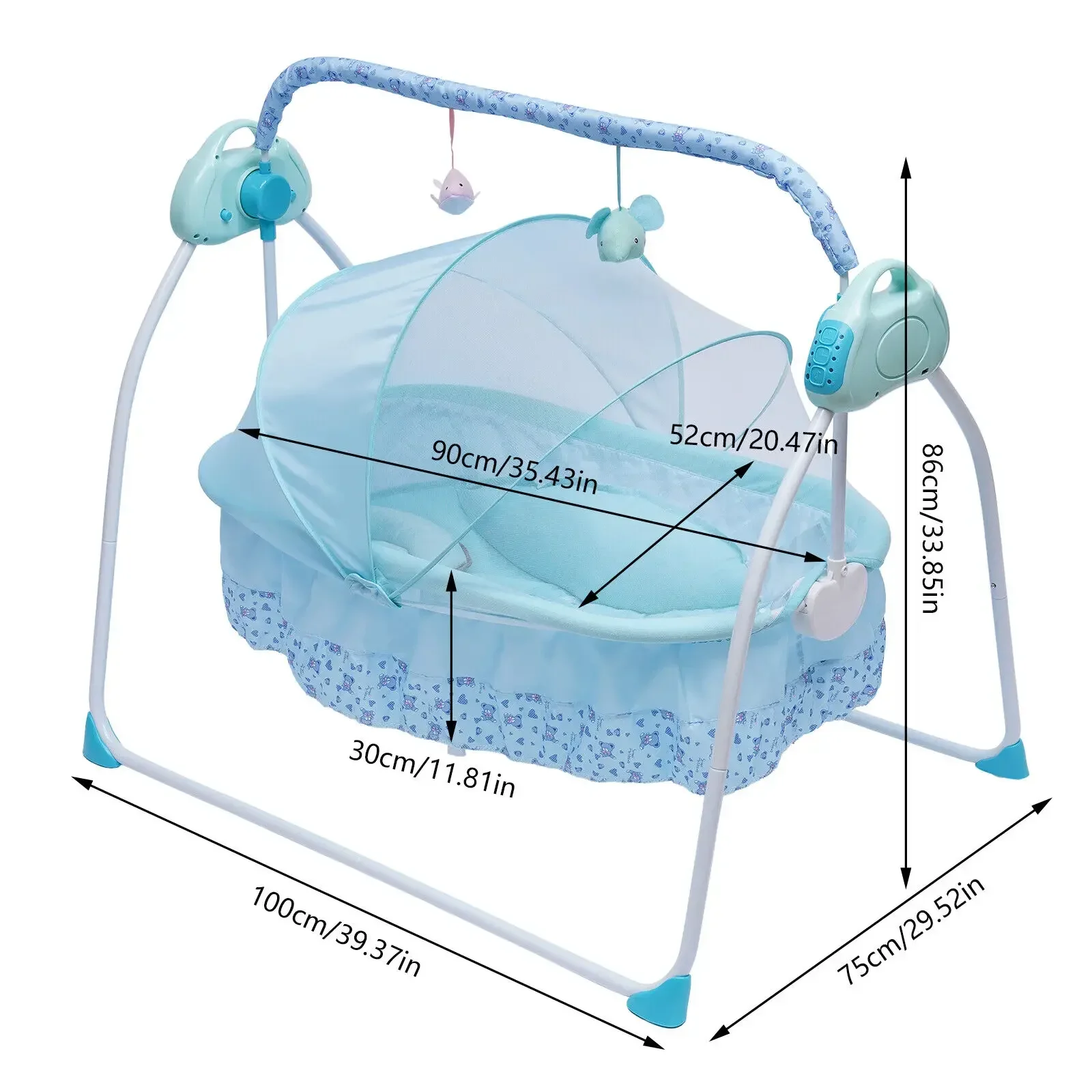 Altalena elettrica portatile Culla per culla Culla automatica Altalena musicale per bambini Letto per dormire con telecomando Bluetooth