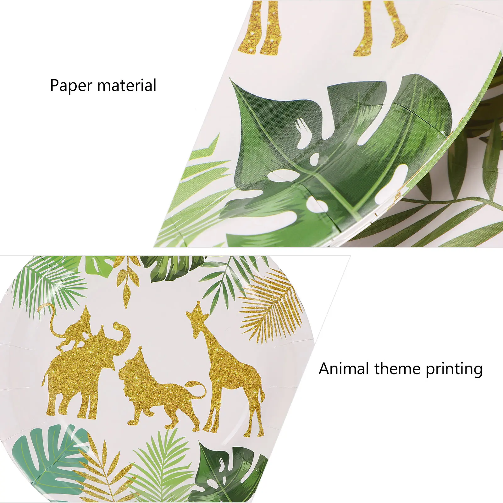 

40 Pcs Birthday Dessert Table Set Jungle Theme Paper Tray Eco Friendly Waterproof Oil Proof Party Accessories Child Plates Cups