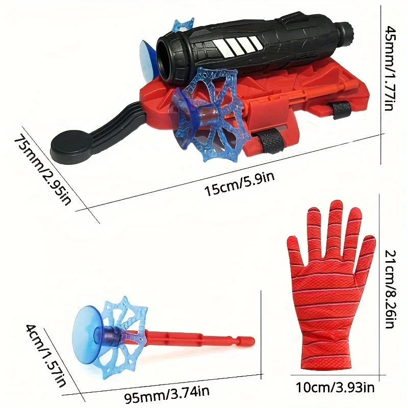 Spider Web Launch Gloves - Red and Blue Hero Toys, Suitable for Children and Adults, Fun Interactive Party Games, ABS Material image 2