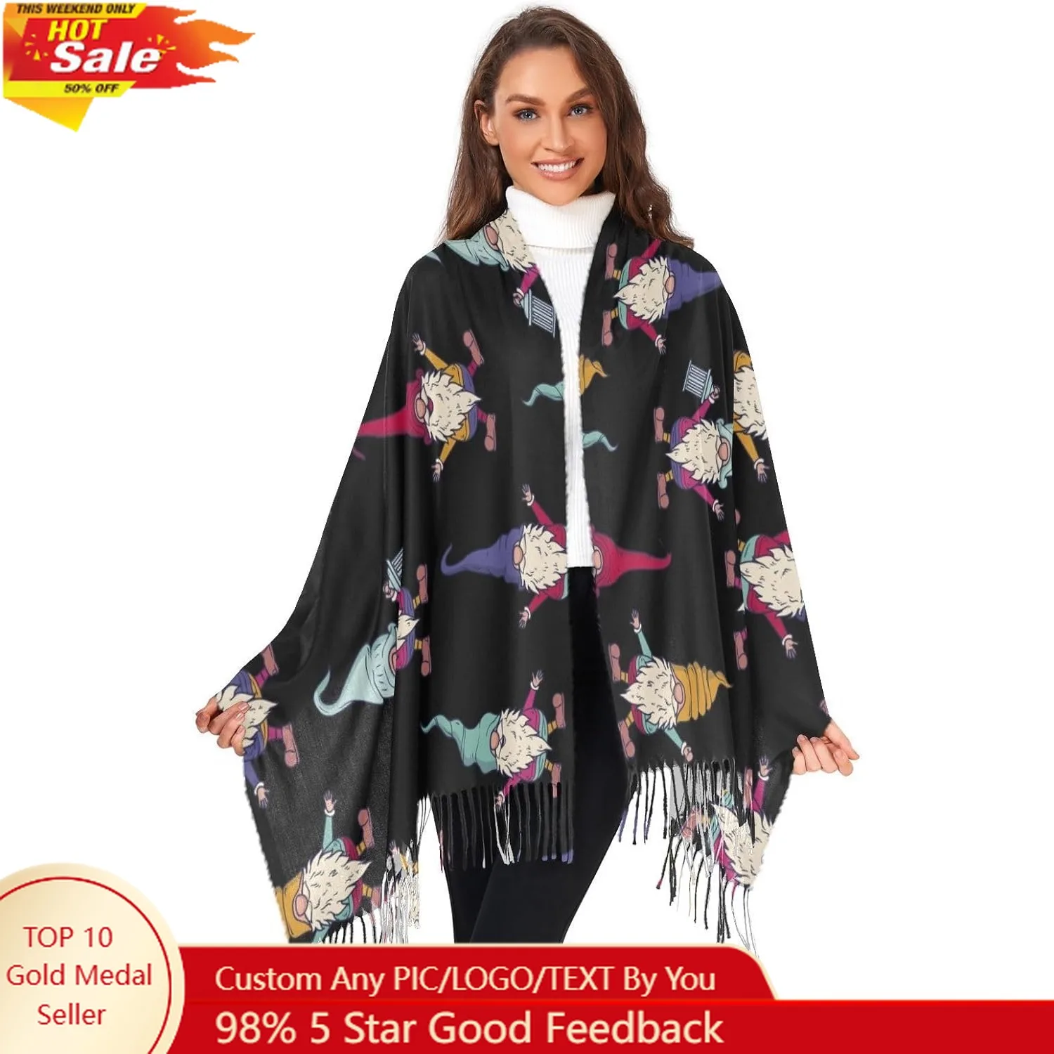 Women's Scarf Shawl Cashmere Feel Scarves Fashion Soft Winter Warm Large Scarf with Tassel