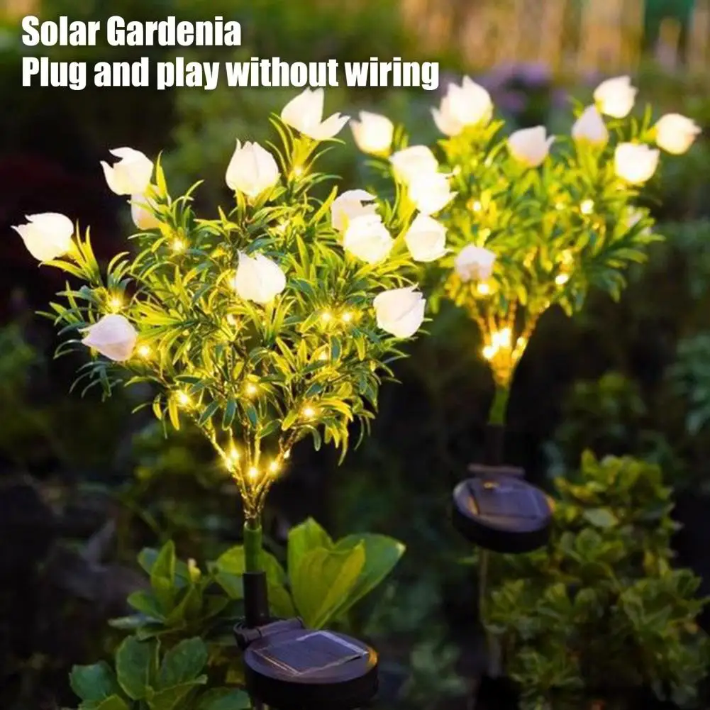 Portable Garden Light Solar Powered Garden Light Flower Shape Outdoor Yard Lamp Waterproof Small Size Decorative Landscape