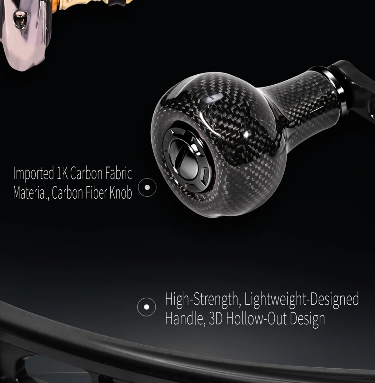 HEIGHTEN Spinnrolle 55-60mm Griff mit Einzelknopf aus Kohlefaser, DIY-modifiziertes Angelzubehör für das Spinnfischen – Detail 5