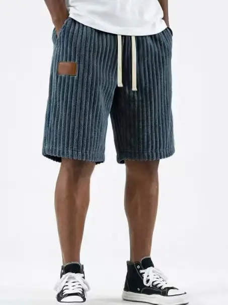 2025 Neue Herren Retro Cord-Freizeithosen Herren Mode Einfarbige Jogginghosen Harajuku Cord-Kurzhosen Neue Herrenkleidung Roupas – Detail 8