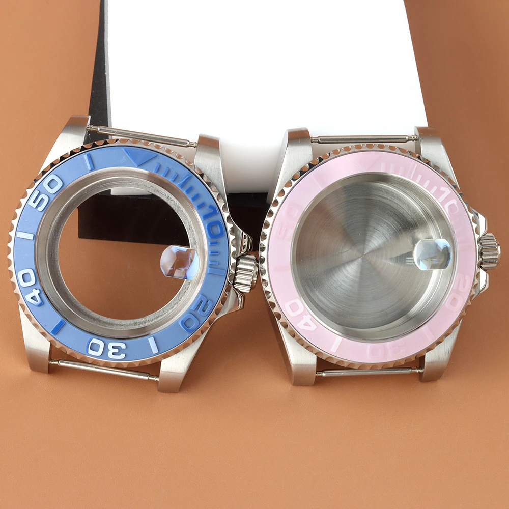 

40mm NH35 Silver Case For Yacht-Master Seiko NH34 NH35 NH36 NH38 Movement 28.5mm Dial Sapphire Glass Stainless Steel Watch Case