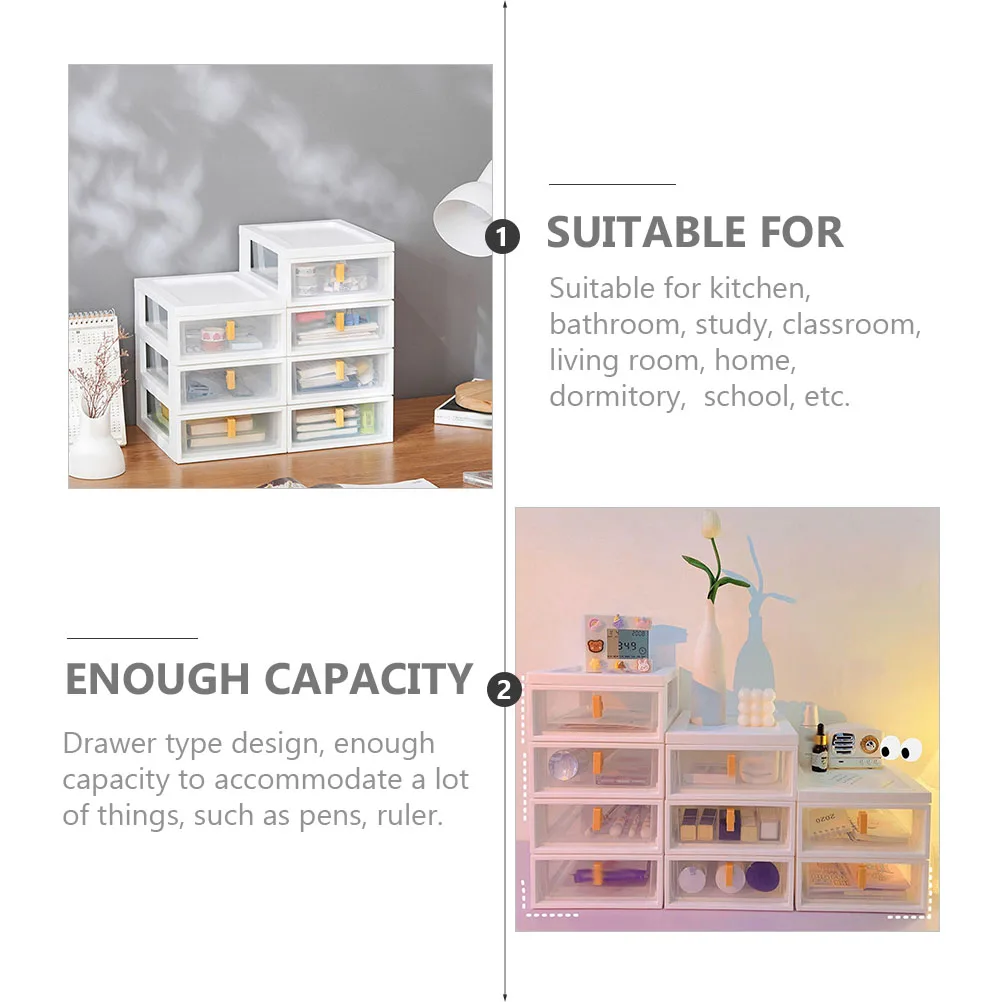 

Stackable Desktop Drawer Box Plastic Organizer Storage for Stationery Clear PP Desk Caddy Lightweight Tidy