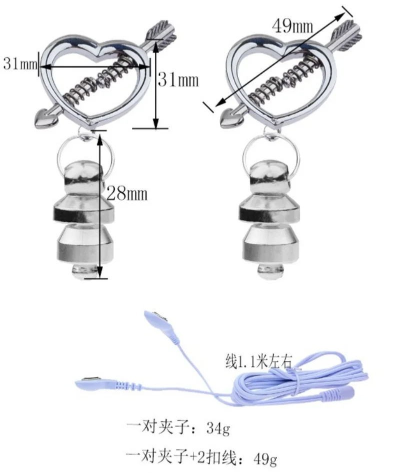 Breast Adult Sex Pendant Game Electric Shock Nipple Clamp Stainless Steel Weight Labia Massage Boobs Unisex Adjustable Orgasm