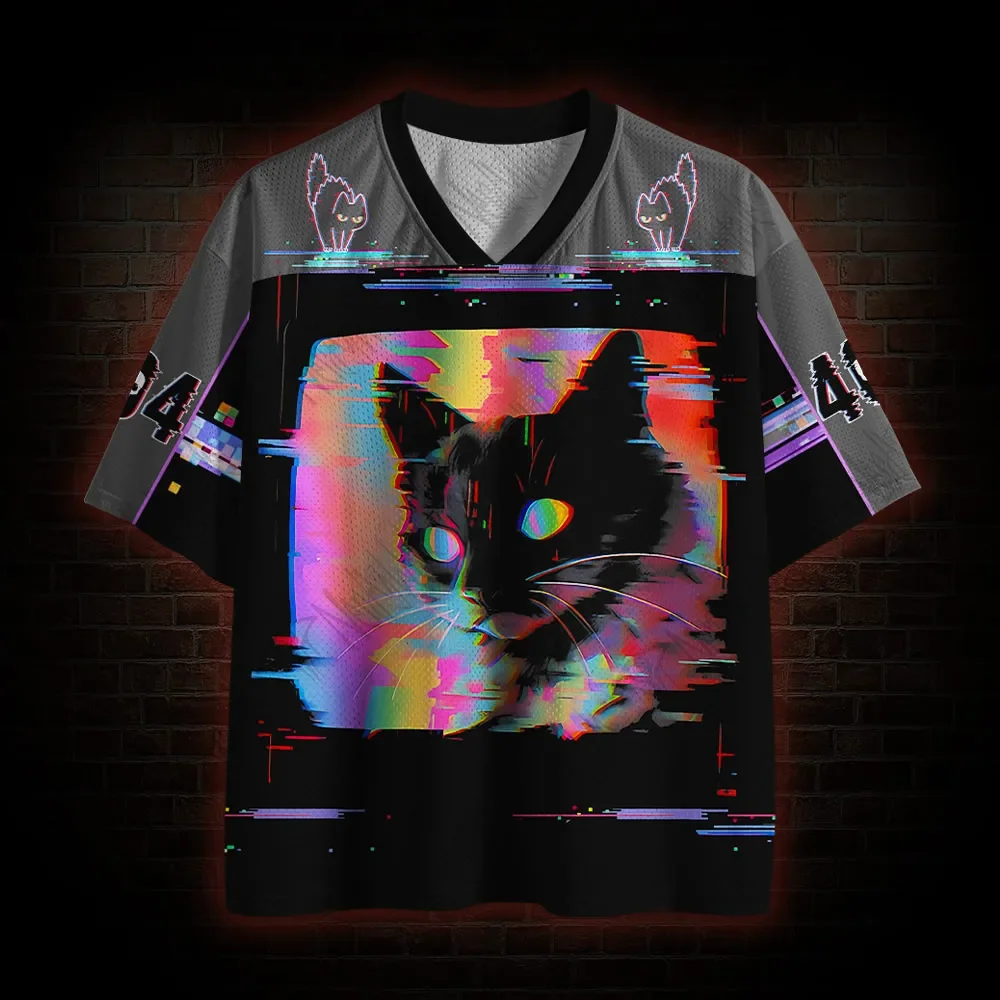 2026 Summer New Item #Technology Cat Error 404# Quick Drying Large V-neck Outdoor Sports Men's and Women's Short Sleeved T-shirt