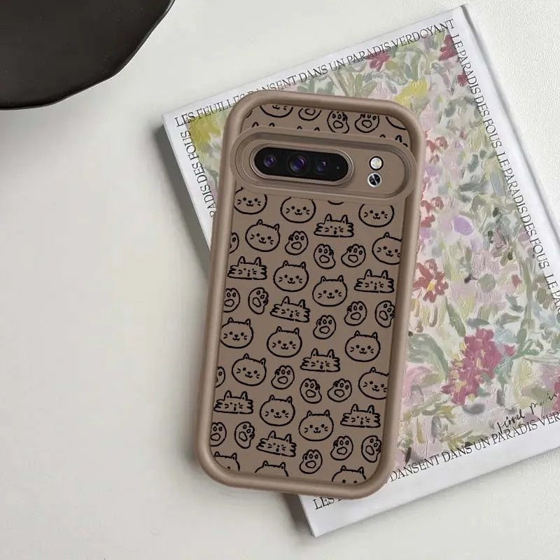Stylish And Cute Cat For Google Pixel 9 8A 8 7A 7 Soft Eye Ladder Phone Case Cover
