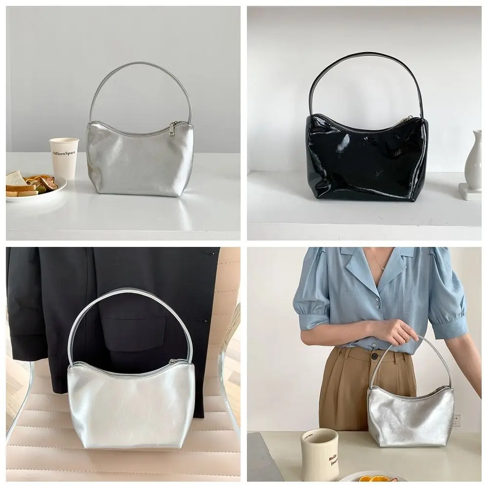 Bolsa crescente francesa de couro PU para mulheres, bolsa para celular, bolsa axilas, bolsa de ombro feminina, moda coreana, casual