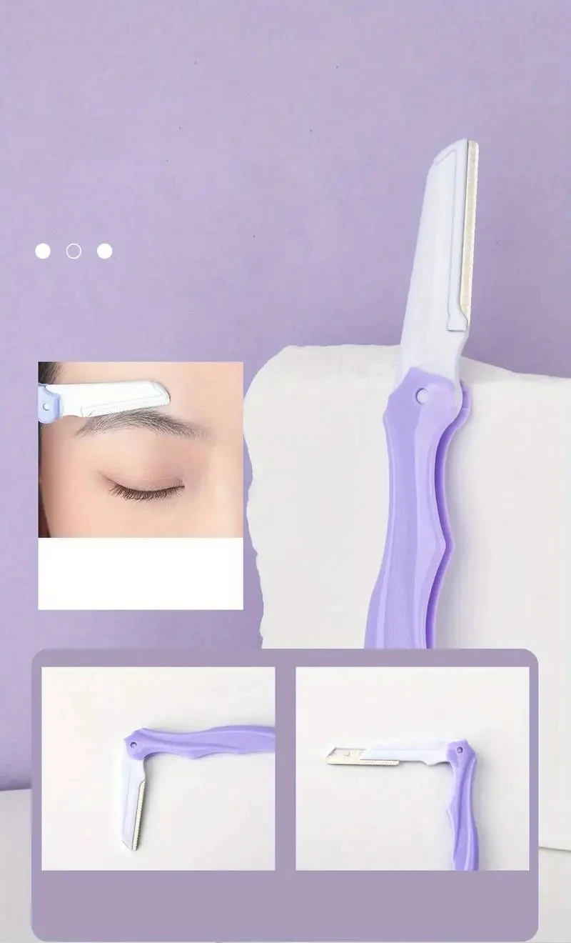 الحاجب التشذيب سكين الحاجب الوجه الحلاقة للنساء المهنية مقص حواجب مع مشط أداة قص الحواجب مكشطة الملحقات #5