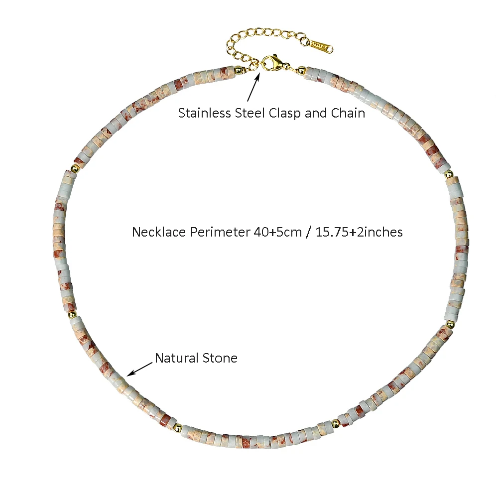 Yumfeel Natural Stone Necklace 316L Stainless Steel W/Black Agate Malachite Amazonite Beaded  Chokers Women Fashion Jewelry Gift