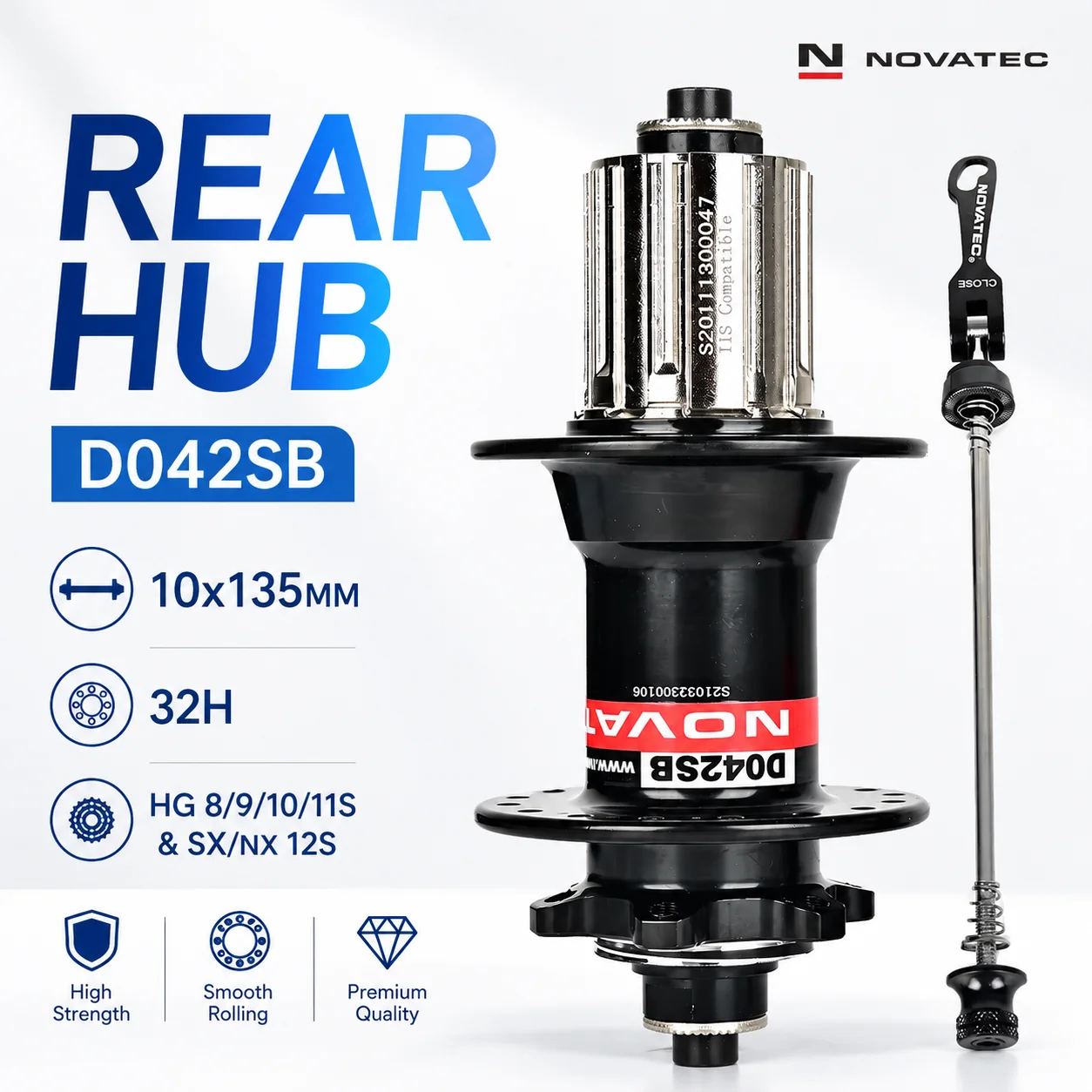 Novatec cubos de bicicleta d041sb d042sb traseiro mtb cubos 28 32 36 furos para hg 8 9 10 11 velocidade sx nx 12 velocidade CR-MO freehub aço