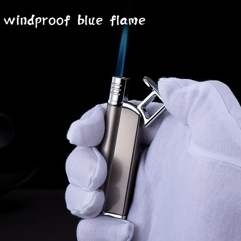 

High-end Metal Compact Portable Cigarette Lighter Windproof Blue Flame Lighter Personalized Creative Gift Men's Smoking Gadget