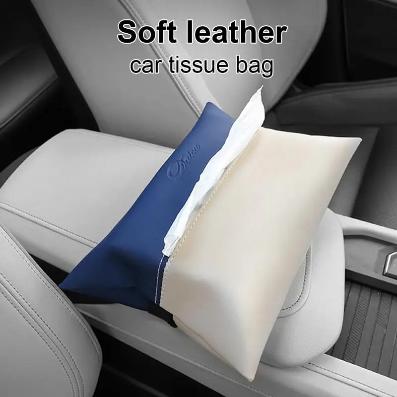 Tissue Box For Car Elegant PU Leather Tissue Holder For Car Decorative High Capacity Multifunctional Household Tissue Box