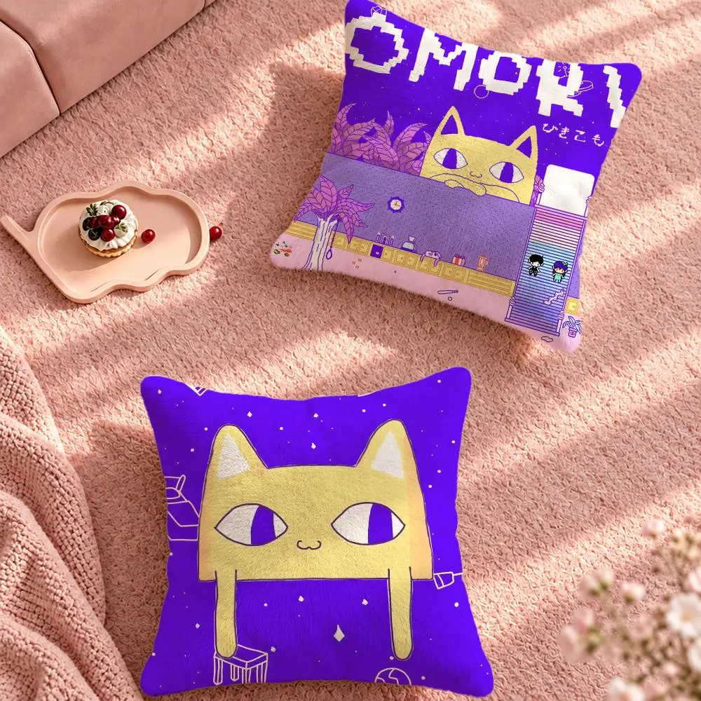Game Psychological Horror OMORI Cushion Cover Cute Cartoon Throw Pillow Cover Soft Plush Cushion Cover Sofa Bedroom Home Decor