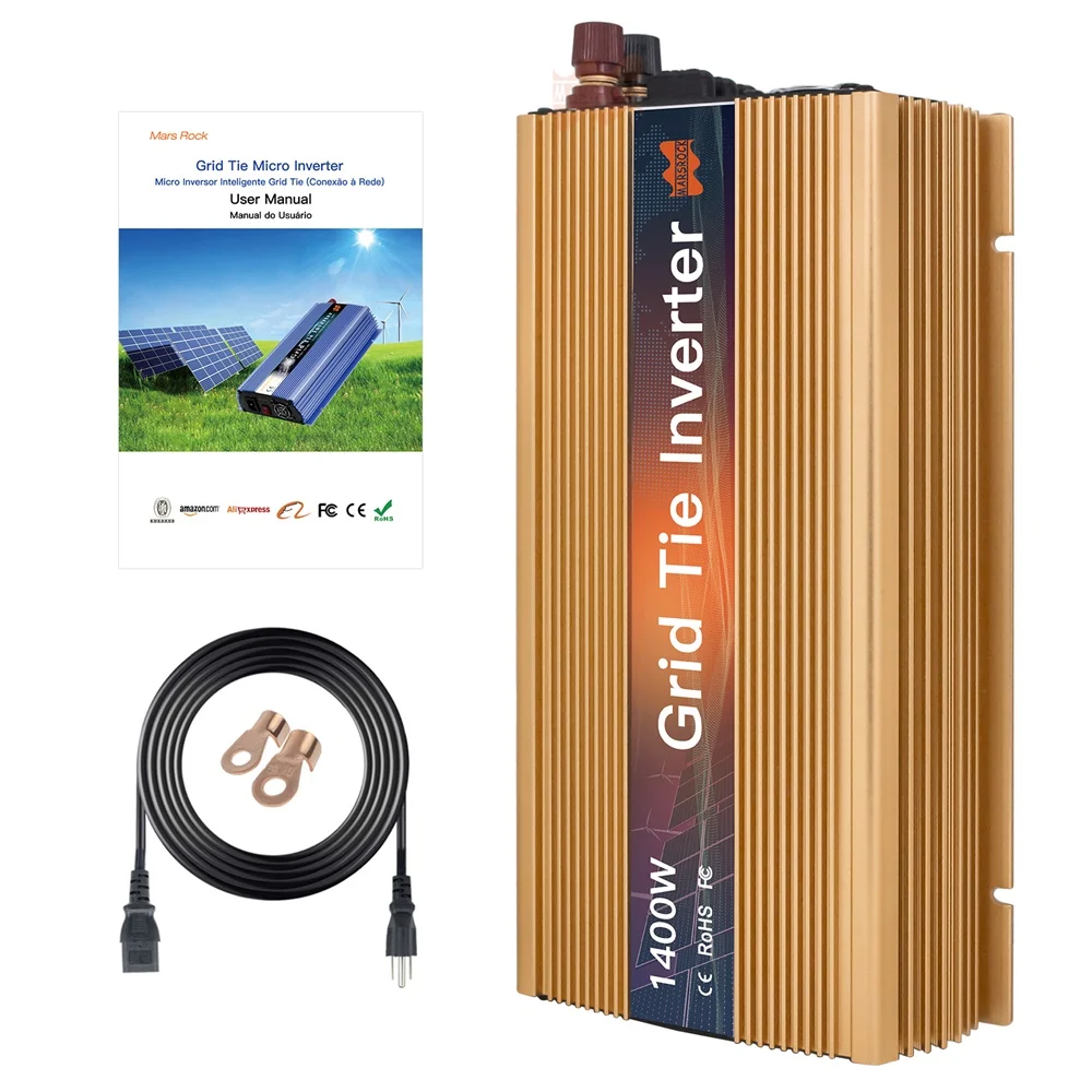 1400W 10.5 - 50VDC to AC90 - 140V or 190 - 260V MPPT Solar On Grid Tie Microinverter  ,Ship From EU Brazil US Russia