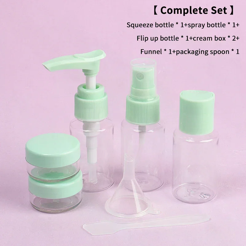 7pcs Travel Bottle Set Leakproof Refillable Containers For Toiletries Shampoo Conditioner Portable Space-Saving TravelEssentials