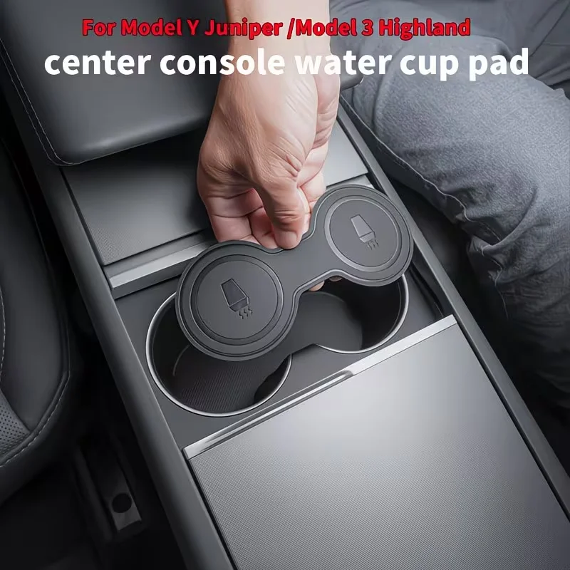 For Tesla Model 3/Y Center Console Cup Pad Cup Pad Protection Pad Storage Compartment Protection Pad Wear‑Resistant and Dustproo