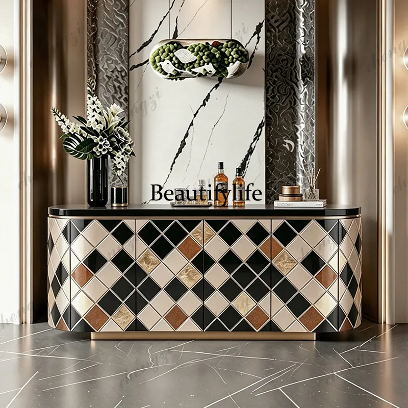 Italian light luxury dining side cabinet original design color matching decorative storage cabinet modern home