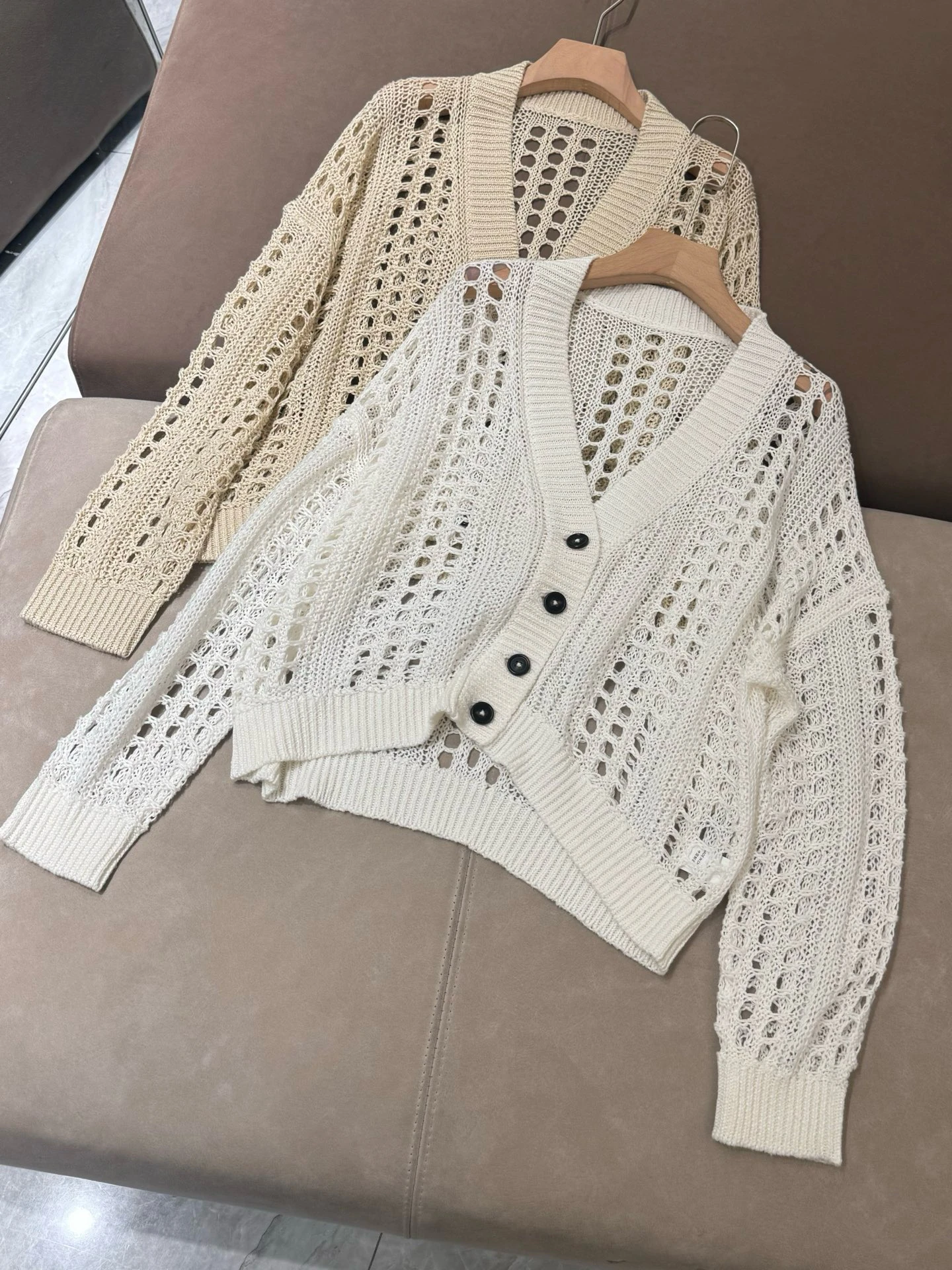 

Женский льняной вязаный открытый кардиган V-Ne Long Sve, свободный повседневный удобный универсальный ажурный дизайн, летний тонкий