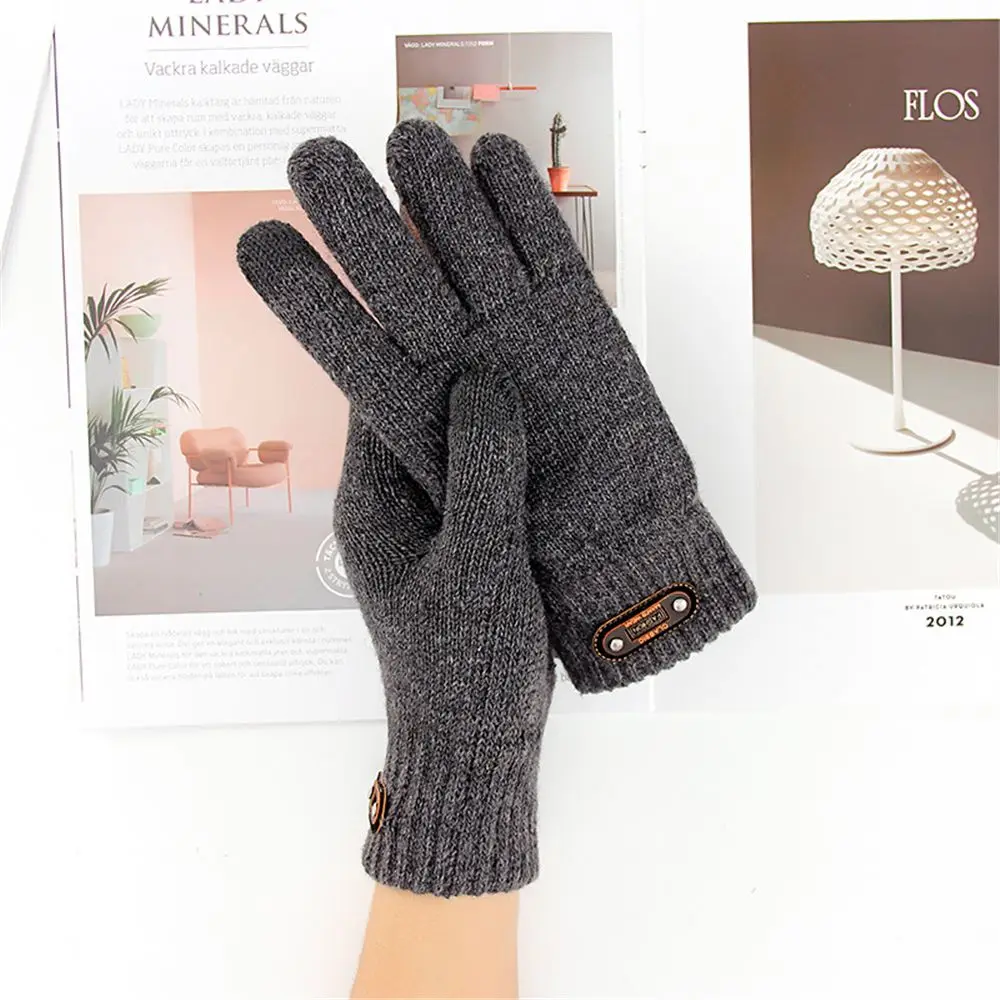 

Winter Autumn Knitted Gloves Men Women Touch Screen High Quality Wool Solid Color Gloves Thick Full Finger Mittens