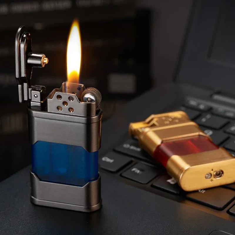 Cigarette Smoke Accessories Butane Torch Gasoline Lighter Rare Retro Grinding Wheel Flame Windproof Lighters Cool Gifts For Men