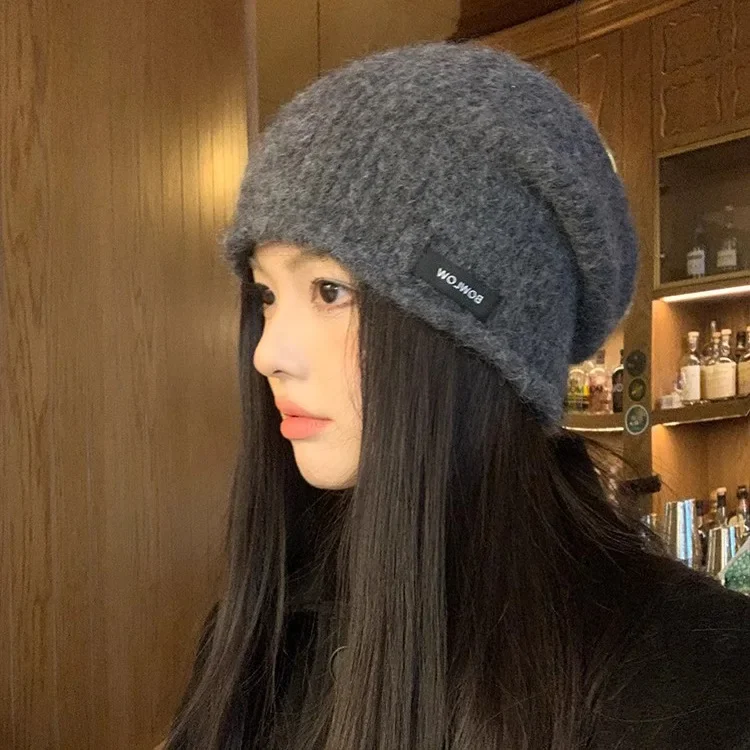 Gorro holgado de punto para mujer, gorro cálido informal para otoño e invierno, gorro con protección para los oídos a prueba de viento y frío