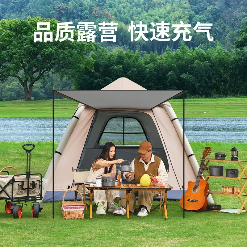 For Outdoor Camping Inflatable Tent Automatic Quick Open Beach Shelter Rainstorm Protection Wild Free Standing Sky View