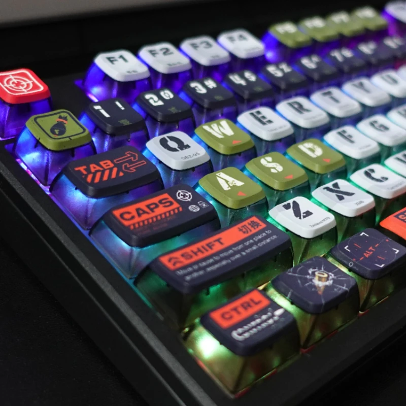 Imagem -02 - Keycaps para Teclado Mecânico Keycaps Keycaps ak Estilo Dye-sublimation Translucent Keyboard Cap Asa Profile Pbt Gaming Custom