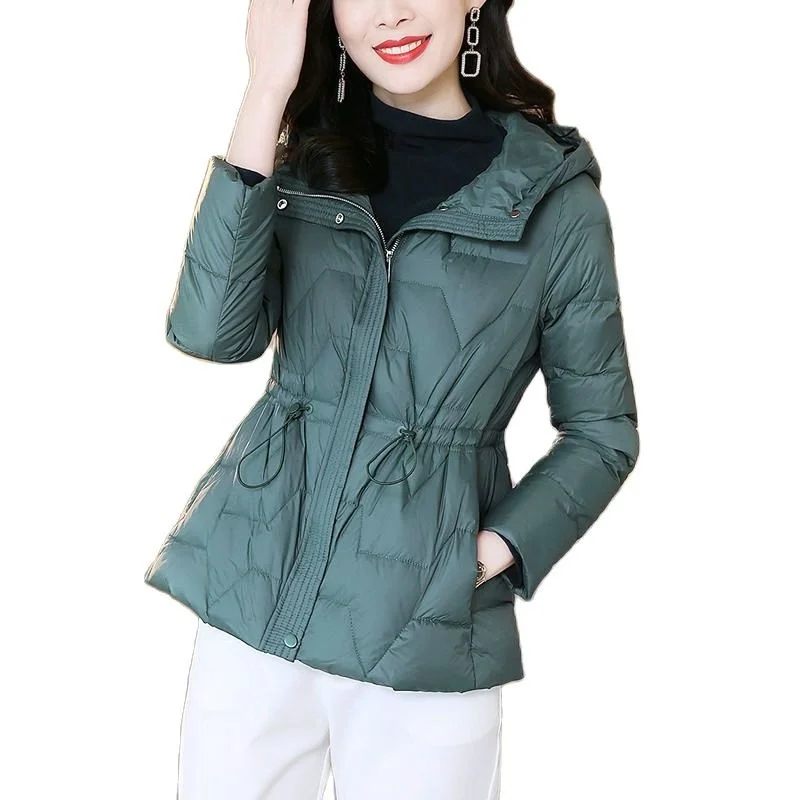 

Cotton Thin Clothes Women's Short Casual 2023 New Solid Color Hooded Hight Waist Autumn Winter Parkas