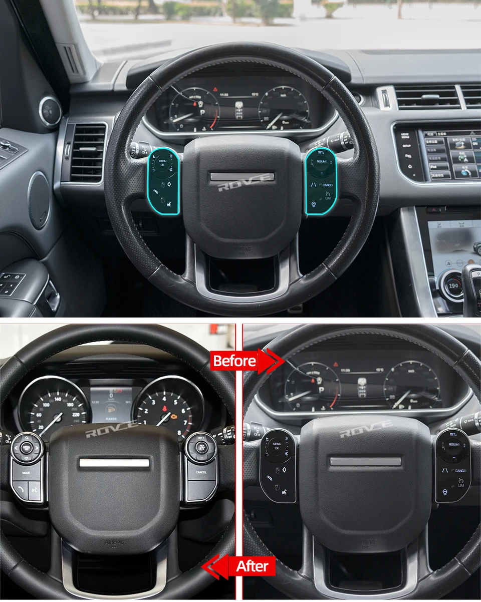 ROVCE  Steering Wheel Touch Buttons For Land Rover Range Rover Vogue HSE Sport Discovery 5 LR5 L405 L494  2013-2017 Control Keys