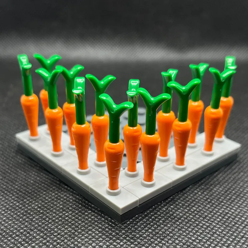 30pcs/Lot Carrot with Green Leaves Building Block  Parts Brick Toys For Rabbit Gardens Grassland Compatible 33172
