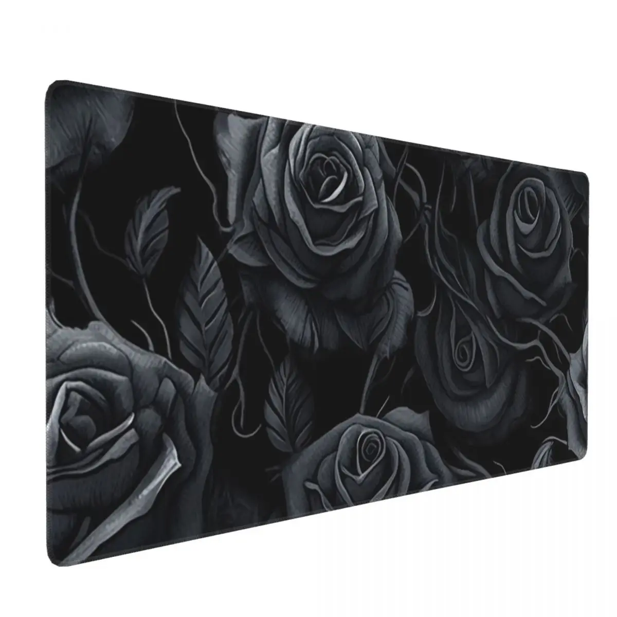 

Large Mouse Pad Matte Black Roses Pattern Gamer PC Laptop Mats Keyboard Carpet Computer Gaming Office Accessories Desk Mat