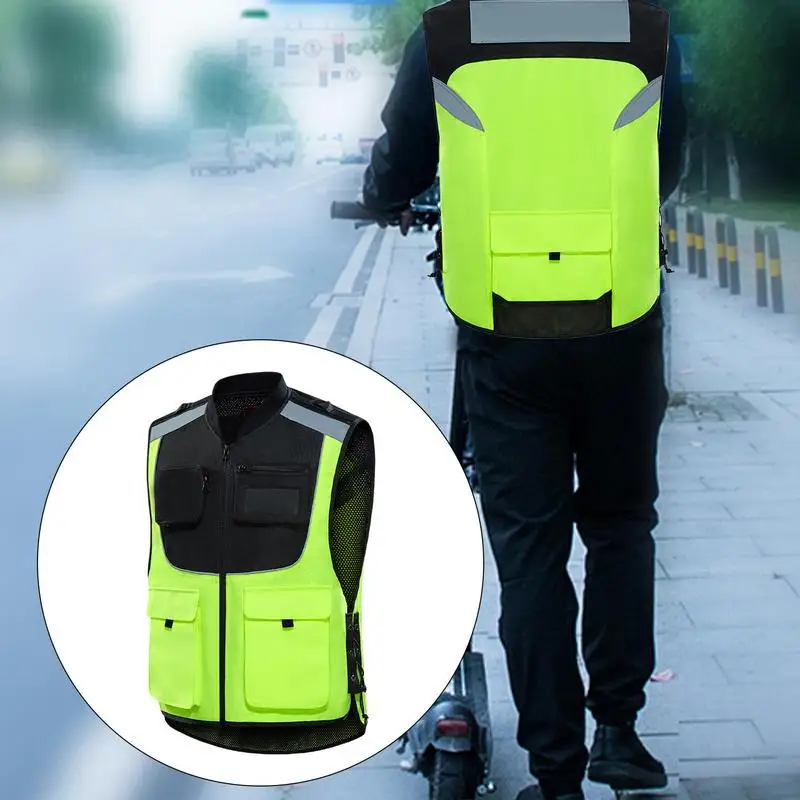 

Reflective Vest For Men Running Vest With Multiple Pockets High Visibility Vest Adjustable Construction Vest Reflective Running