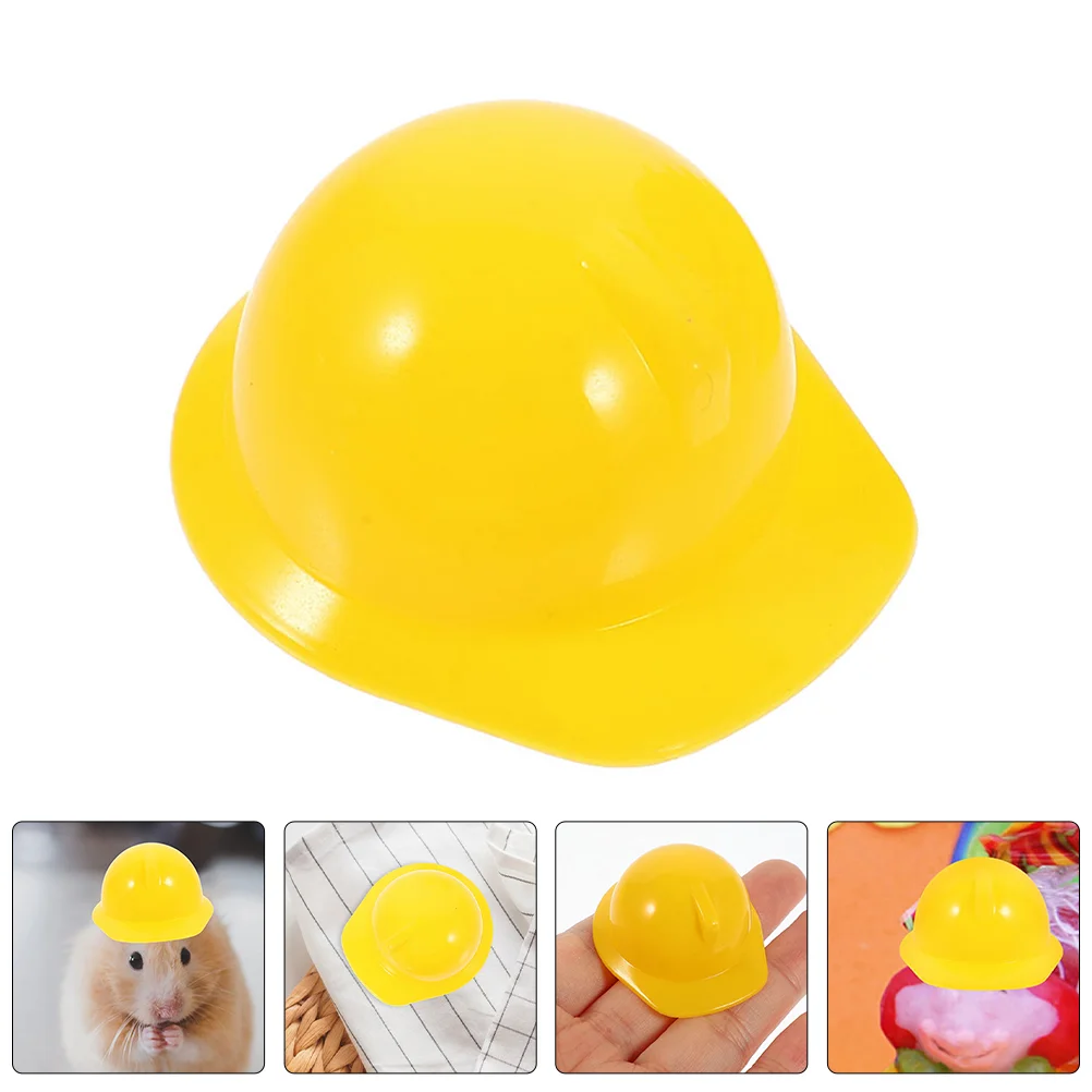 

60 Pcs Construction Hat Mini Pet Dog Helmets Plastic Bird Miniature DIY Yellow Accessories Child