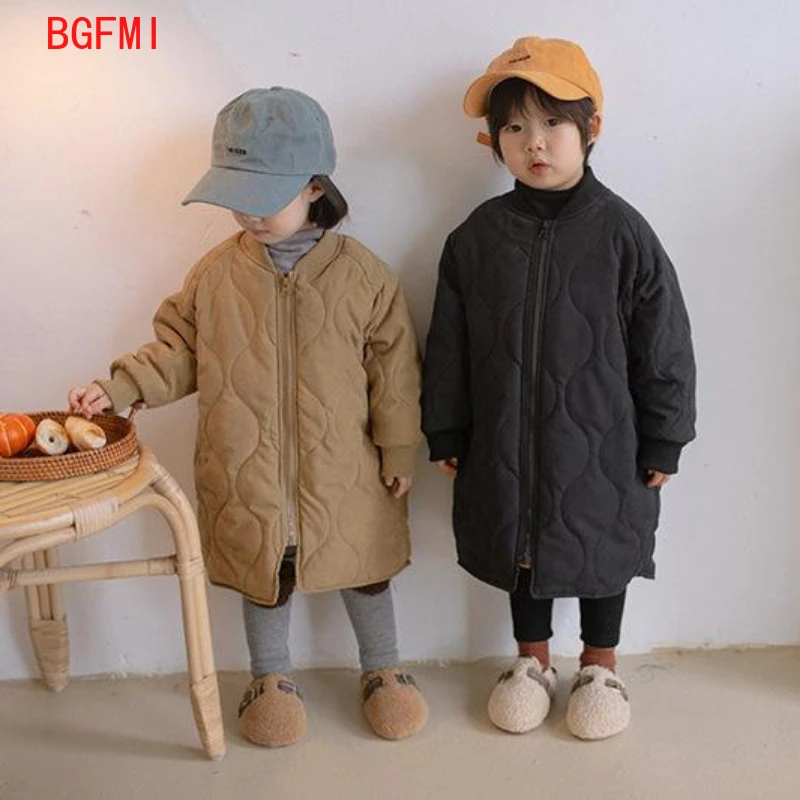 

Korean Kids Outerwear Winter Girl New Children Mid-length Padding Cotton Coat Baby Boys Warm Cotton Clothes Loose Coat 2-9 Yrs