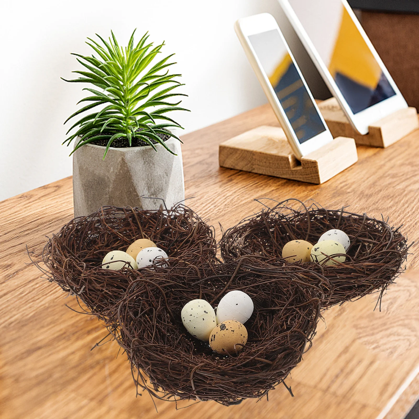 

5pcs Plastic Table Decor Artificial Bird Nest With Eggs For Garden Home Yard Decoration Woven Bird Nest Craft Resin Ornament