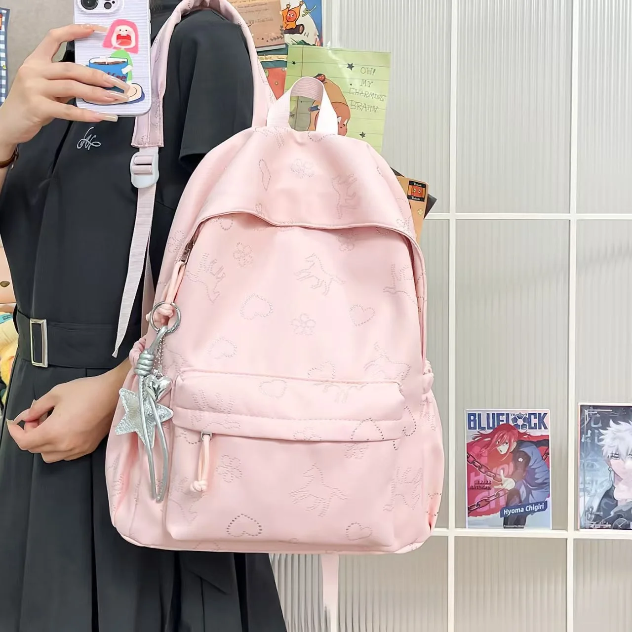 新しいカレッジスタイルのカジュアルな通勤旅行用多目的バックパック、中学生と小学生向けのスクールバッグ、デュアルショルダーバッグ