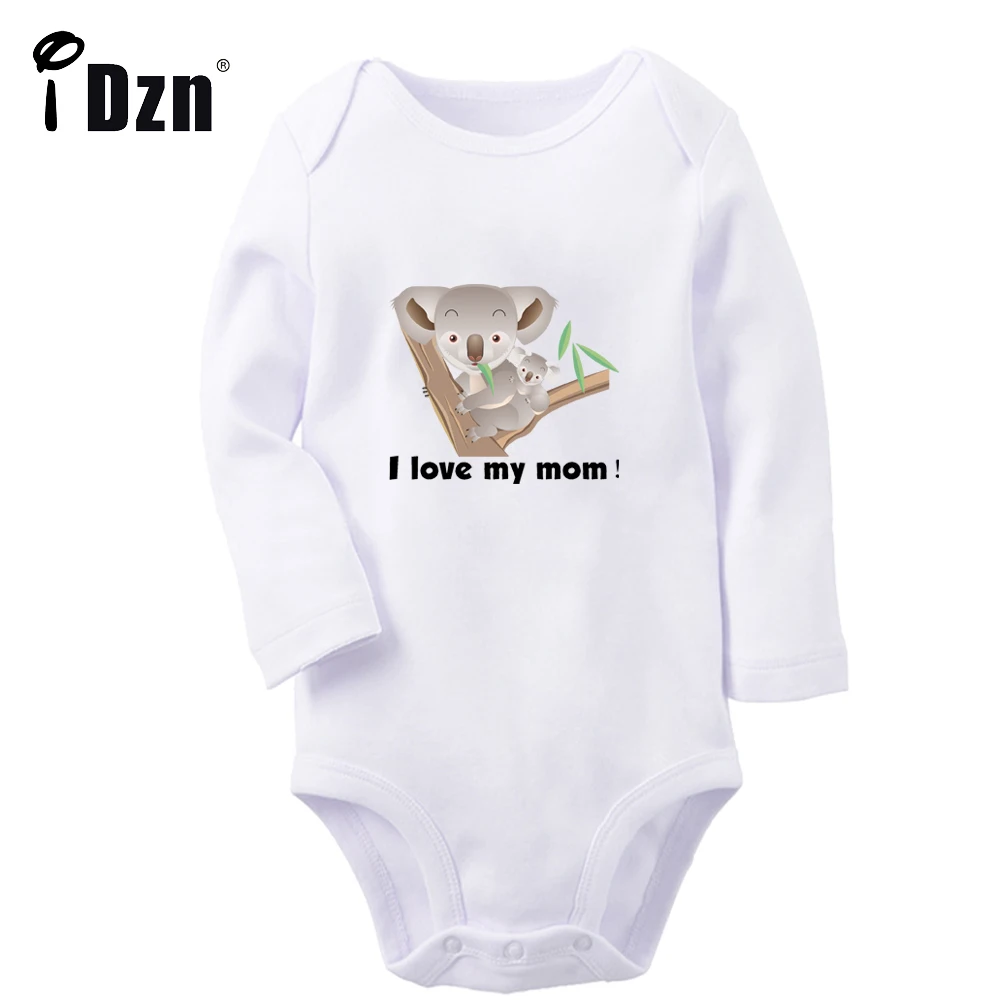 I Love My Mom Baby Boys Fun Animal Rompers Baby Girls Cute Little Koala Bodysuit Let My Adventure Begin Long Sleeves Jumpsuit