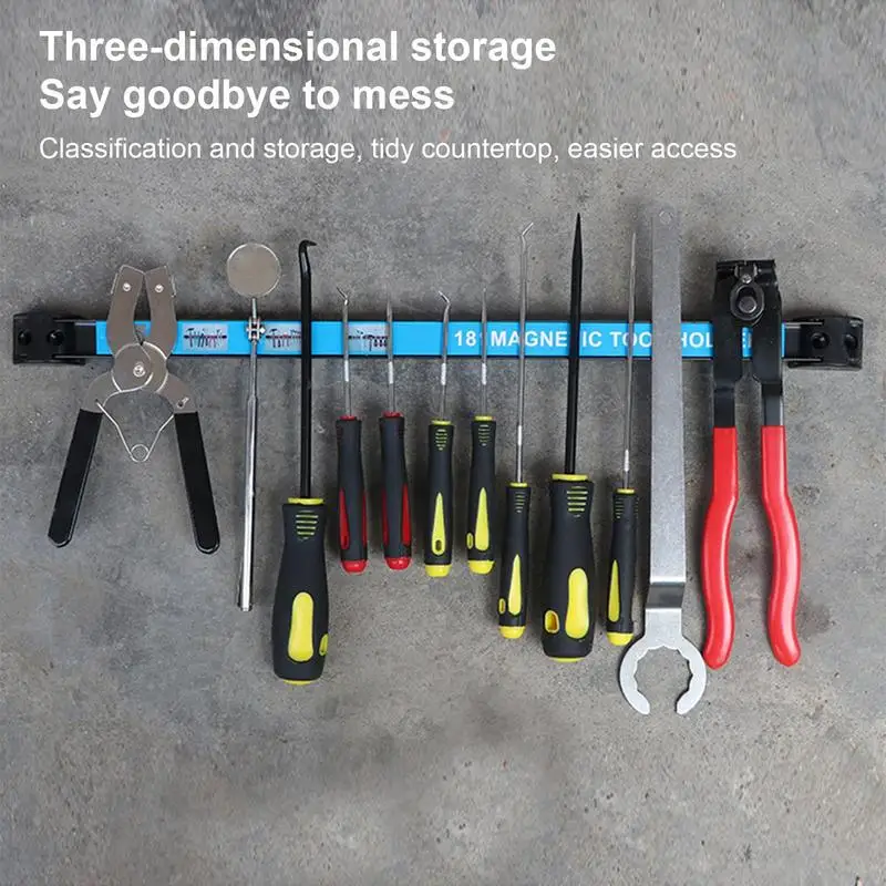 Imagem -02 - Suporte de Ferramentas Magnético Resistente Barra Magnética Organizador de Metal Forte Rack de Armazenamento para Chave de Faca Strip Rack Economia de Espaço