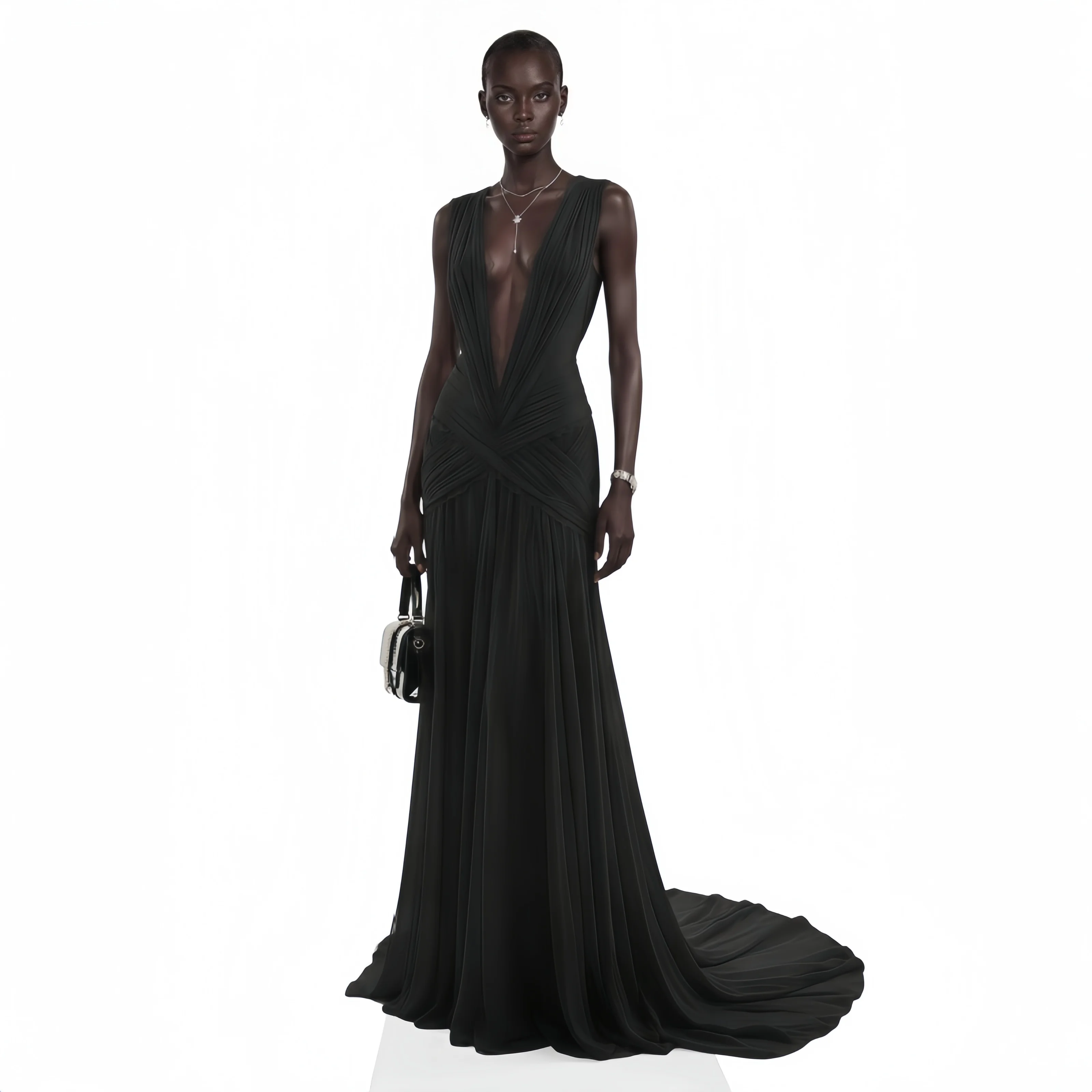 Bohemian Chiffon Wedding Dresses Dark V-Neck Sleeveless Bridal Gowns Backless Pleated Lace A-Line Wedding Gowns Custom