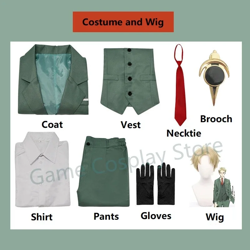 HN8 Loid Forger Disfraz de cosplay para hombre, traje de anime, peluca rubia, traje crepuscular, sombrero, ropa de fiesta de Halloween 8...Gf